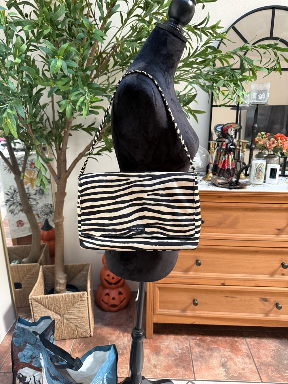 kate spade Black and White Zebra-Print Shoulder Bag